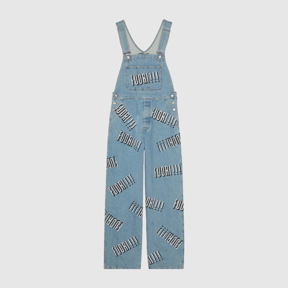 size 32 - Gucci Cotton Denim Overall Fuori!! Print Jeans Blue